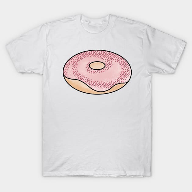 Donut Pink Donut Cute Coffee Dates Pastry Yummy Donut with Sprinkles and Frosting Doughnut Baked Goods for Donut Lovers and Foodies Delicious and Tasty Icing to Eat with Your Morning Coffee T-Shirt by nathalieaynie
